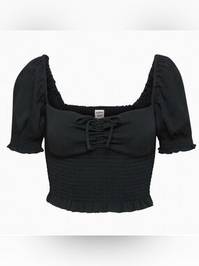 Sunday Best Black Puff Sleeve Crop Top